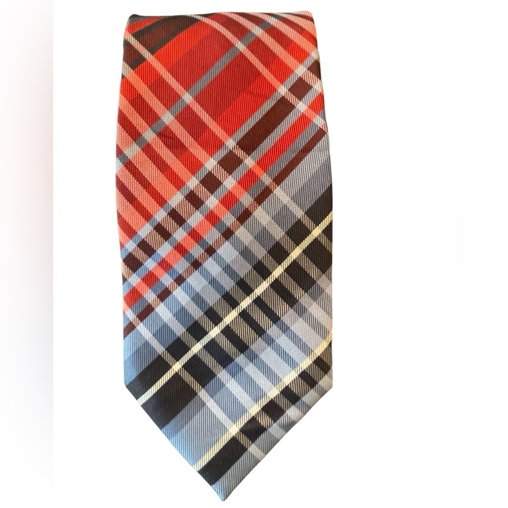 ❤️💙Pierre Cardin Red, Navy and Light Blue Checkered Tie. Classic Style!